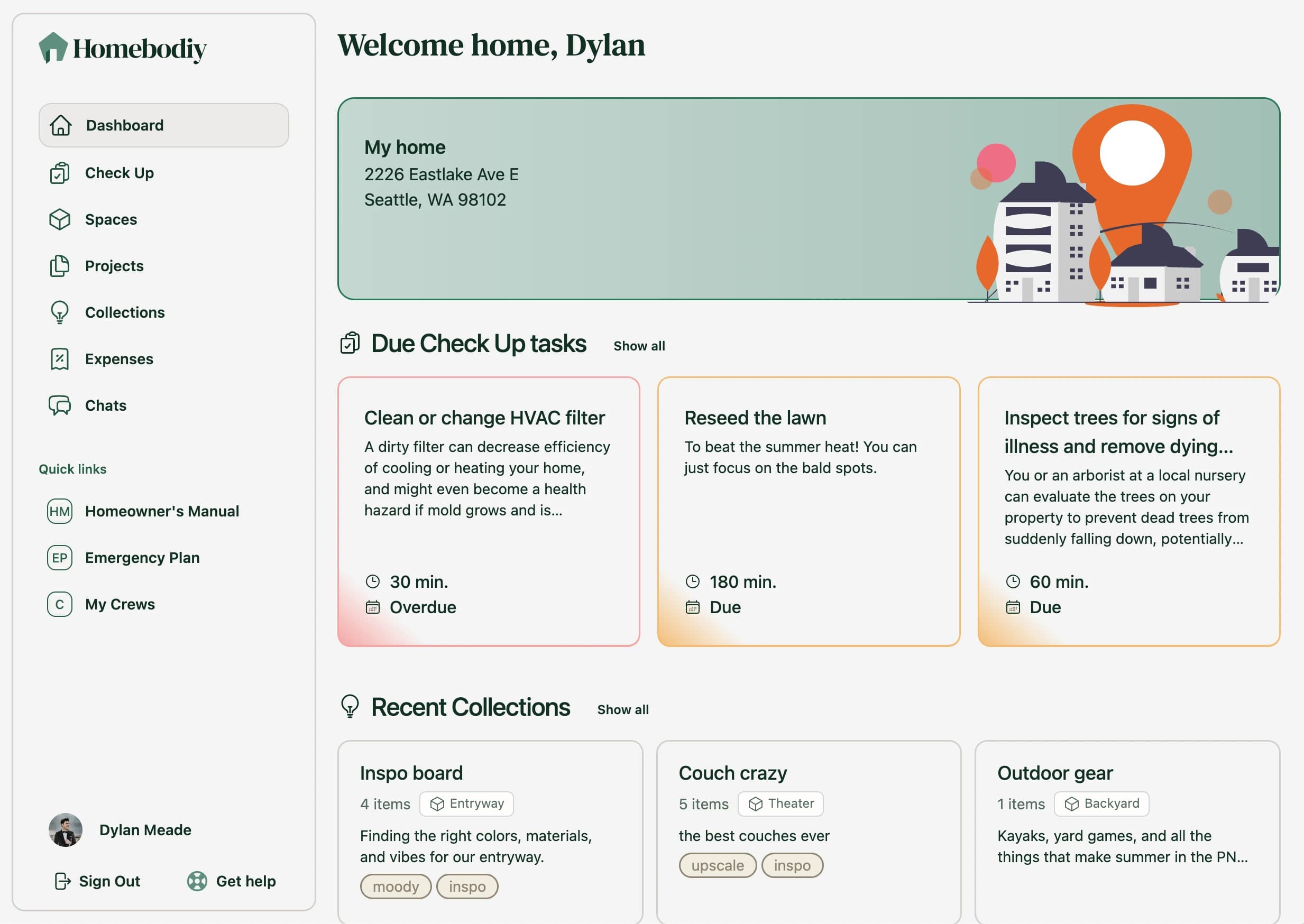 Homebodiy Dashboard Screenshot
