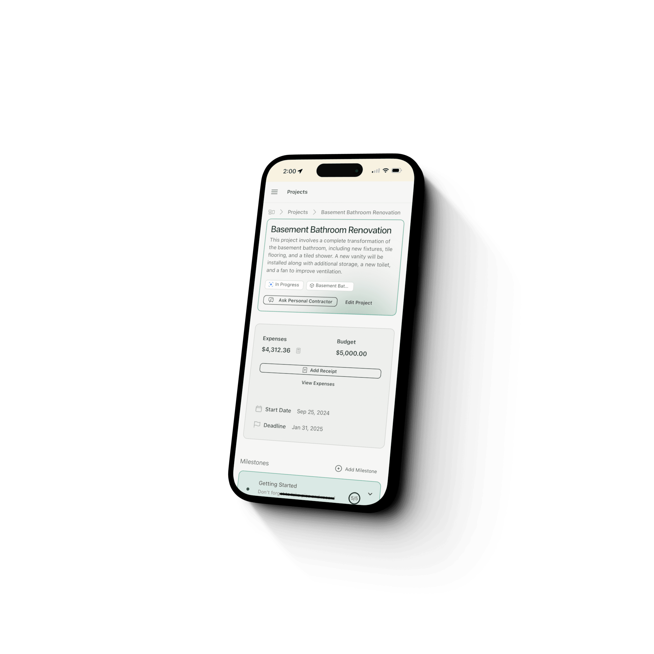 Home projects, simplified screenshot